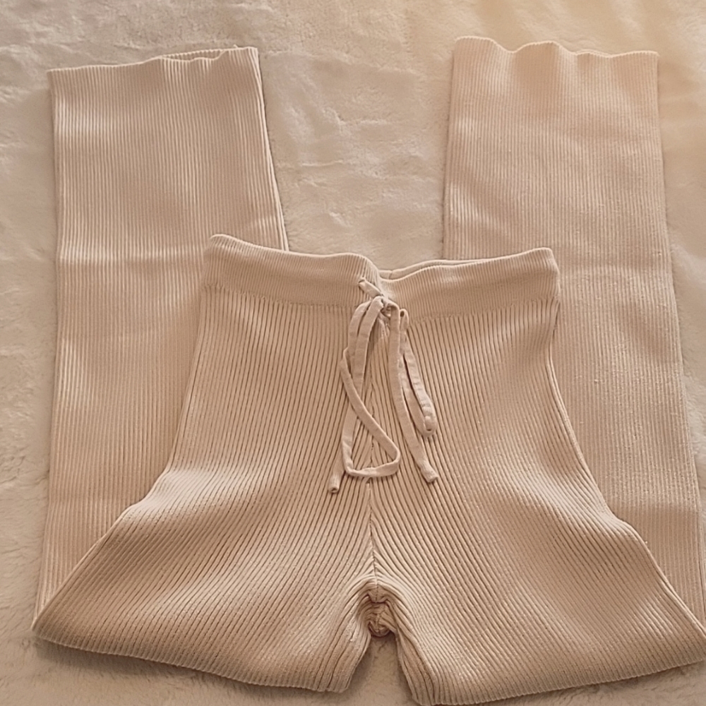 Shein Solid Crop Sweater With Drawstring Knit Pan… - image 3